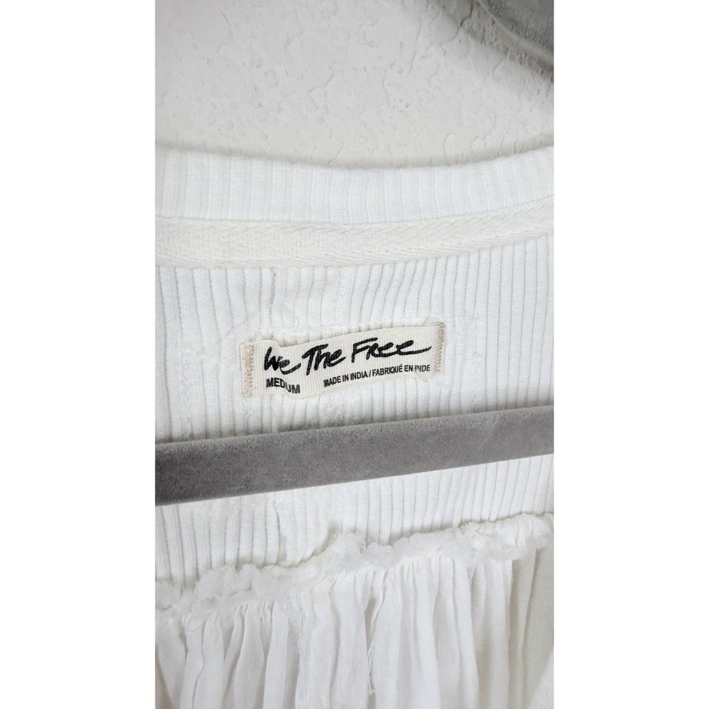 We The Free People The Lyrical Tunic Top White Oversized Boho Hi Low Flowy Sz M - Picture 6 of 9